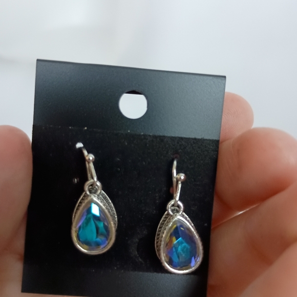 2/30$ Or 3/$35 Elegant Silver and Blue Teardrop Earrings (#0277) - Picture 1 of 3